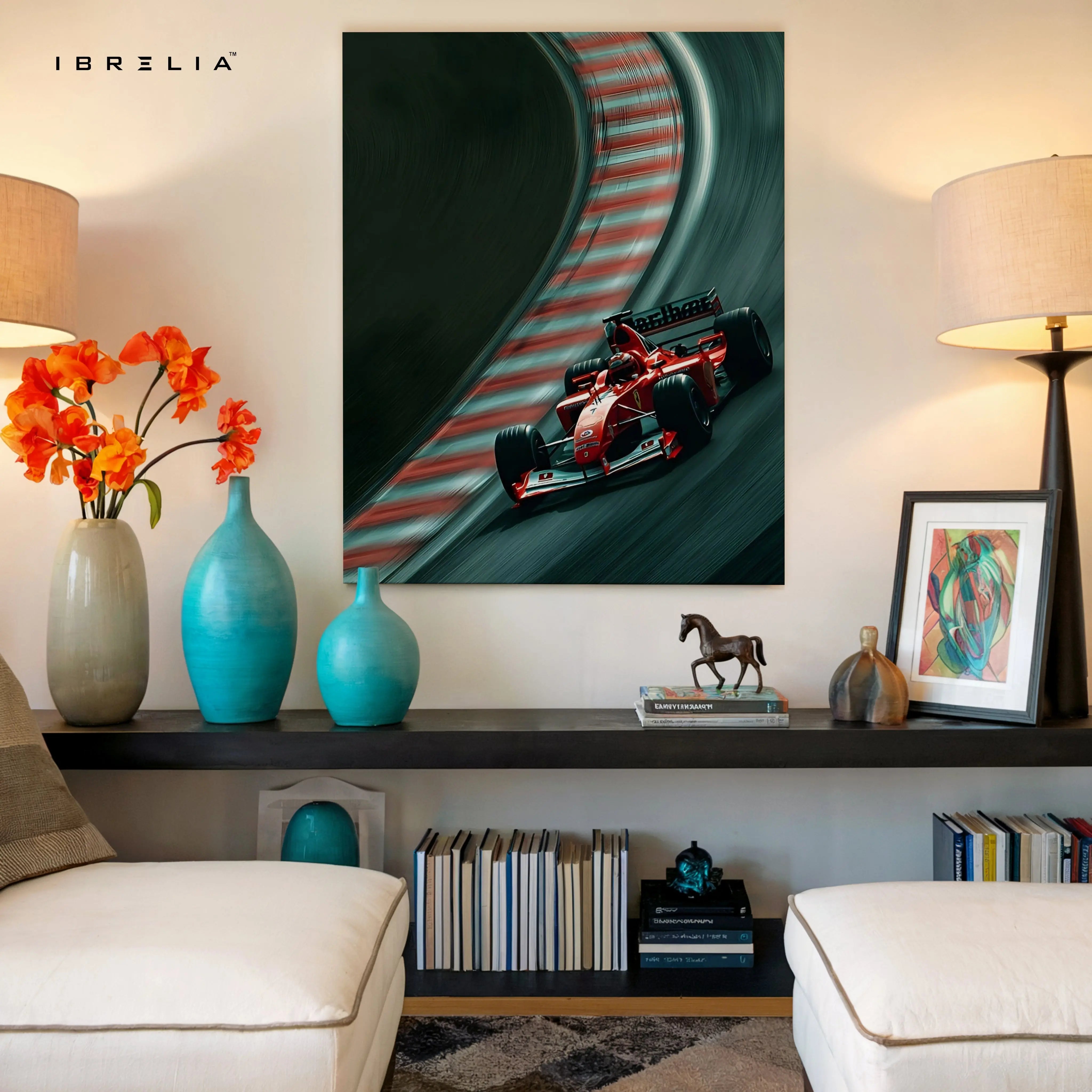 Ferrari F1 Cornering Speed Wall Art – High Velocity Track Canvas Frame Pakistan | Formula Racing Poster | IBRELIA™ IBRELIA