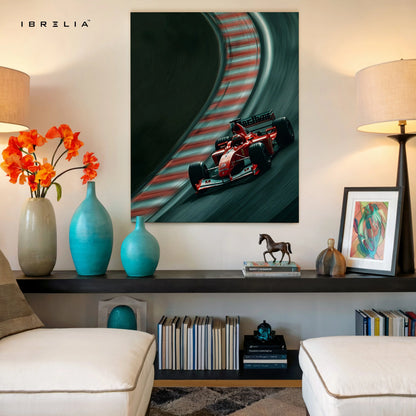 Ferrari F1 Cornering Speed Wall Art – High Velocity Track Canvas Frame Pakistan | Formula Racing Poster | IBRELIA™ IBRELIA