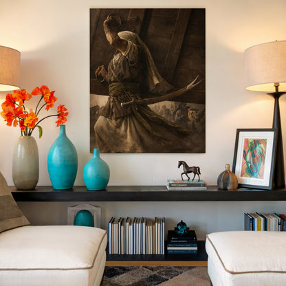 Warrior of Faith Strength Art – Islamic Historical Battle Scene | 4K Ultra Wrap Frame Wall Art in Pakistan | IBRELIA™