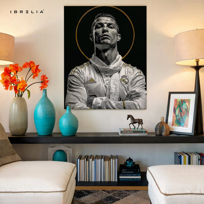 Cristiano Ronaldo Royal Portrait Wall Art – CR7 Luxury Canvas Frame | Real Madrid Ronaldo Poster Pakistan | IBRELIA™ IBRELIA