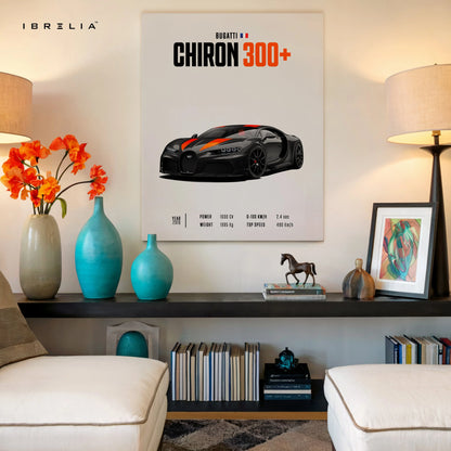 Bugatti Chiron 300+ Minimal Hypercar Wall Art – Luxury Supercar Poster | 4K Ultra Wrap Frame Wall Art in Pakistan | IBRELIA™ IBRELIA