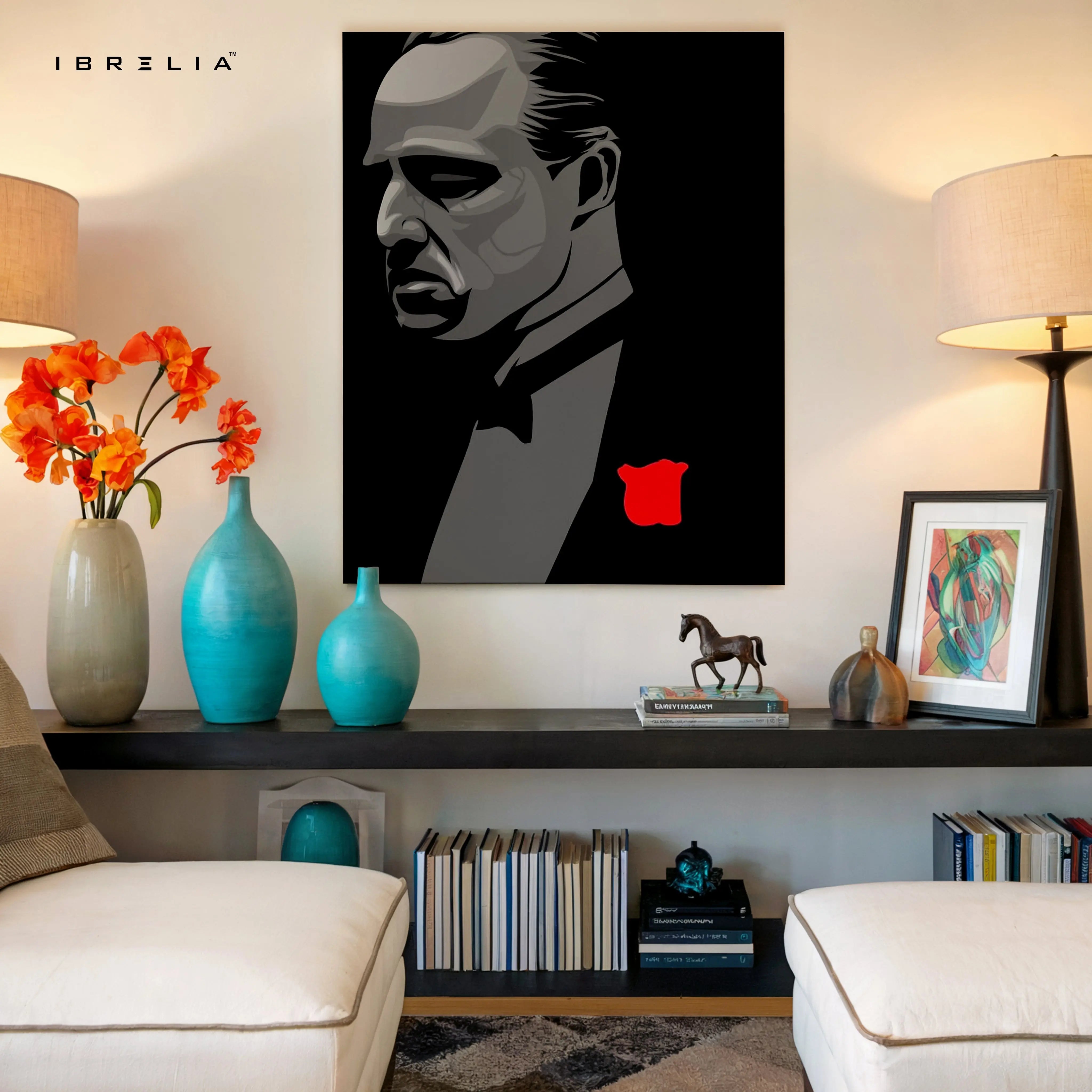Godfather Minimal Portrait Wall Art – Don Vito Corleone Canvas Frame | Iconic Mafia Poster Pakistan | IBRELIA™ IBRELIA