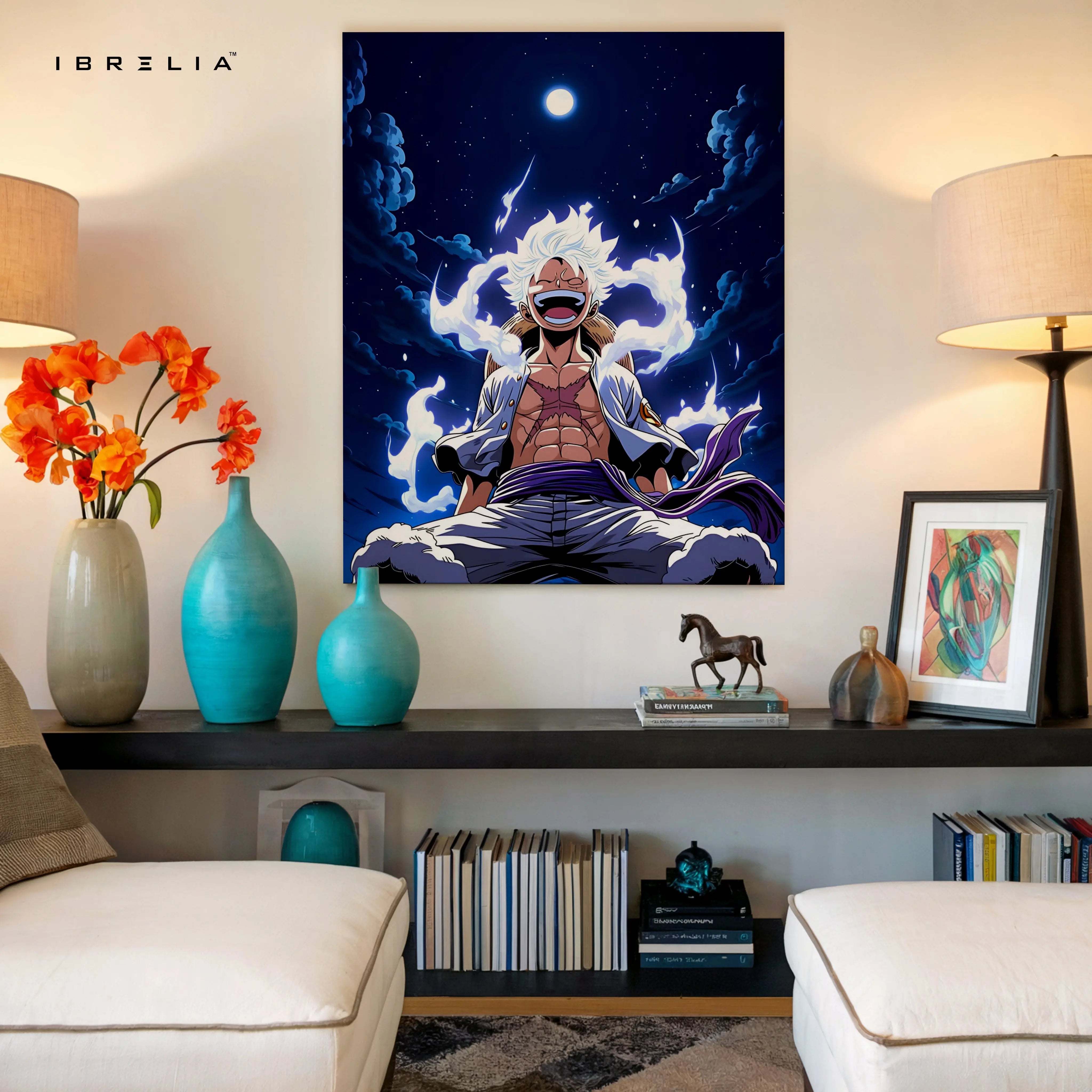Luffy Gear 5 Wall Art – One Piece Anime Canvas Frame | Sun God Nika Poster Pakistan | IBRELIA™ IBRELIA