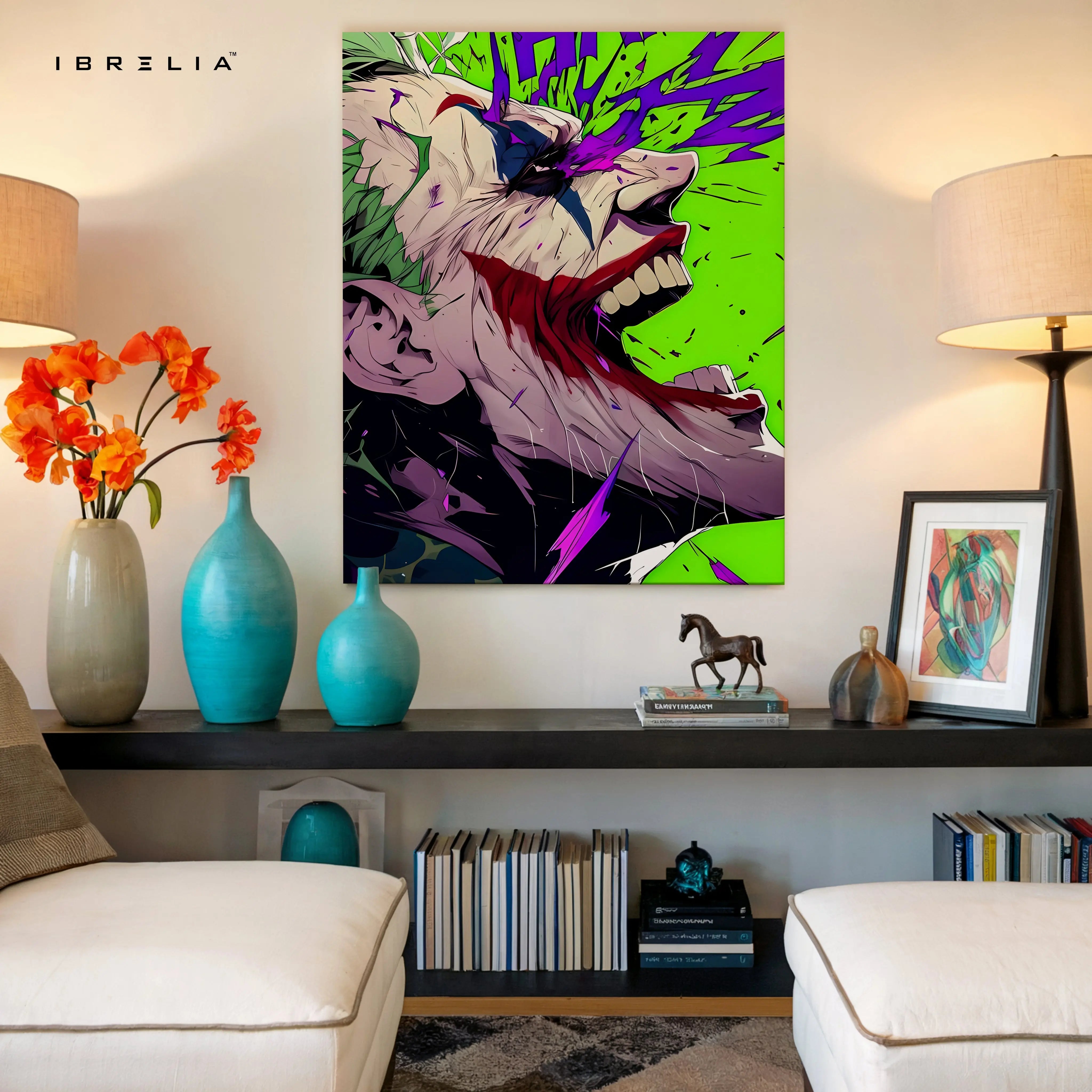 Joker Chaos Explosion Wall Art – Dark Comic Villain Canvas Frame | Joker Rage Poster Pakistan | IBRELIA™ IBRELIA