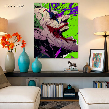 Joker Chaos Explosion Wall Art – Dark Comic Villain Canvas Frame | Joker Rage Poster Pakistan | IBRELIA™ IBRELIA