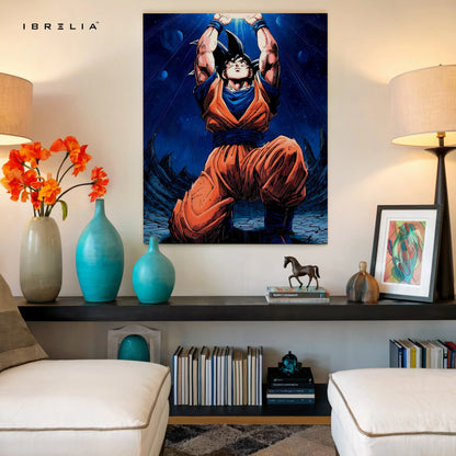 Goku Spirit Bomb Wall Art – Dragon Ball Anime Canvas Frame | Goku Universe Energy Poster Pakistan | IBRELIA™ IBRELIA