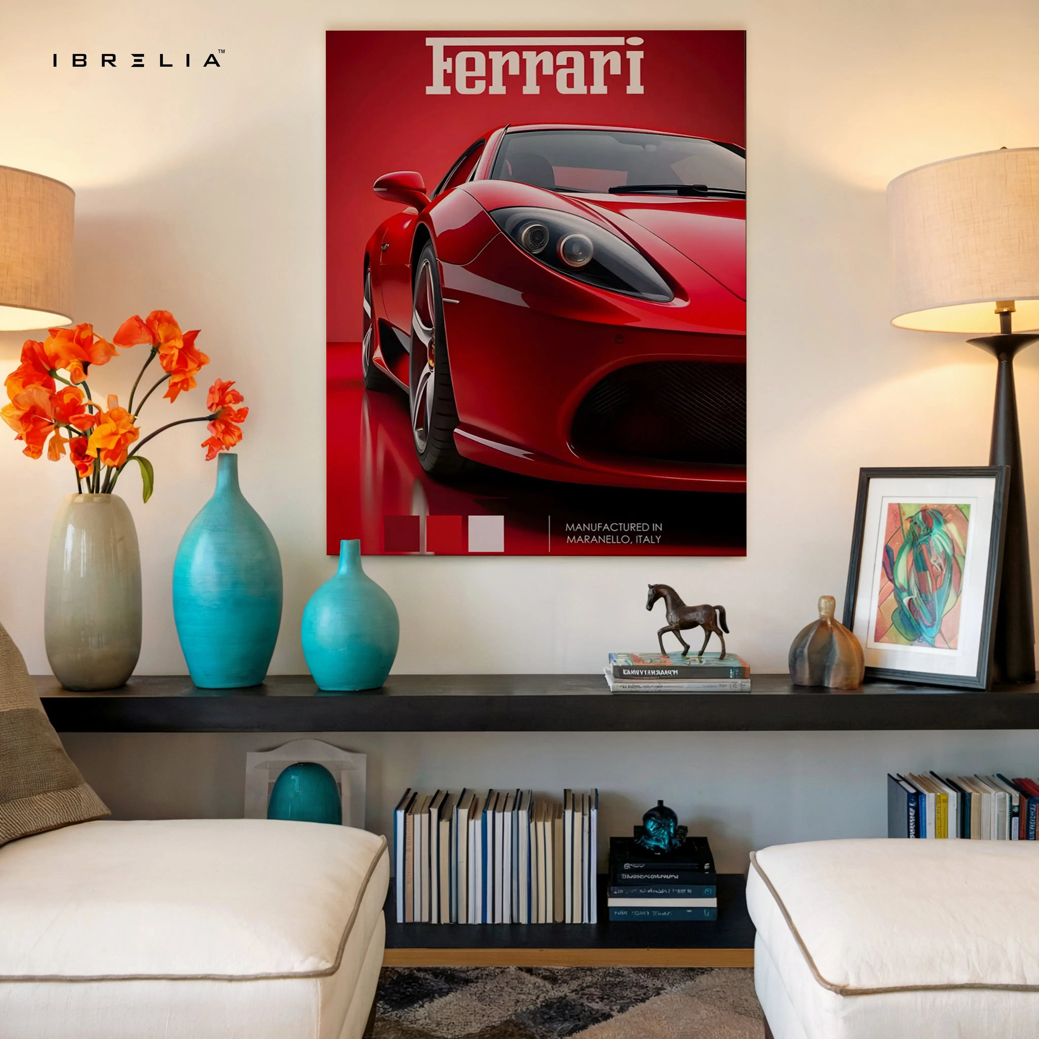 Ferrari Red Power Art – Luxury Supercar Front Detail Wall Art | 4K Ultra Wrap Frame Wall Art in Pakistan | IBRELIA™ IBRELIA