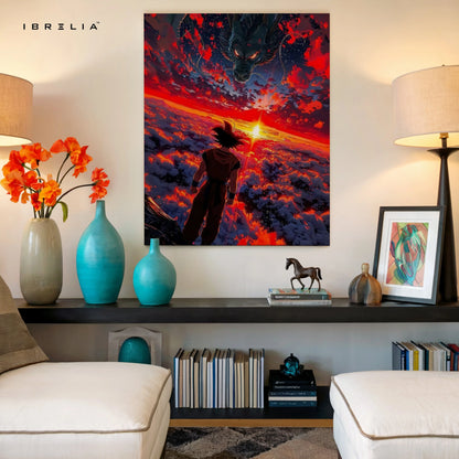 Goku Dragon Sky Wall Art – Anime Sunset Canvas Frame | Dragon Ball Poster Pakistan | IBRELIA™ IBRELIA