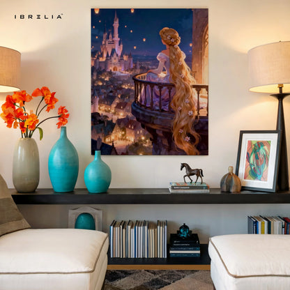 Rapunzel Dreamy Lantern Night Wall Art – Fantasy Princess Canvas Frame | Magical Fairytale Decor Pakistan | IBRELIA™ IBRELIA