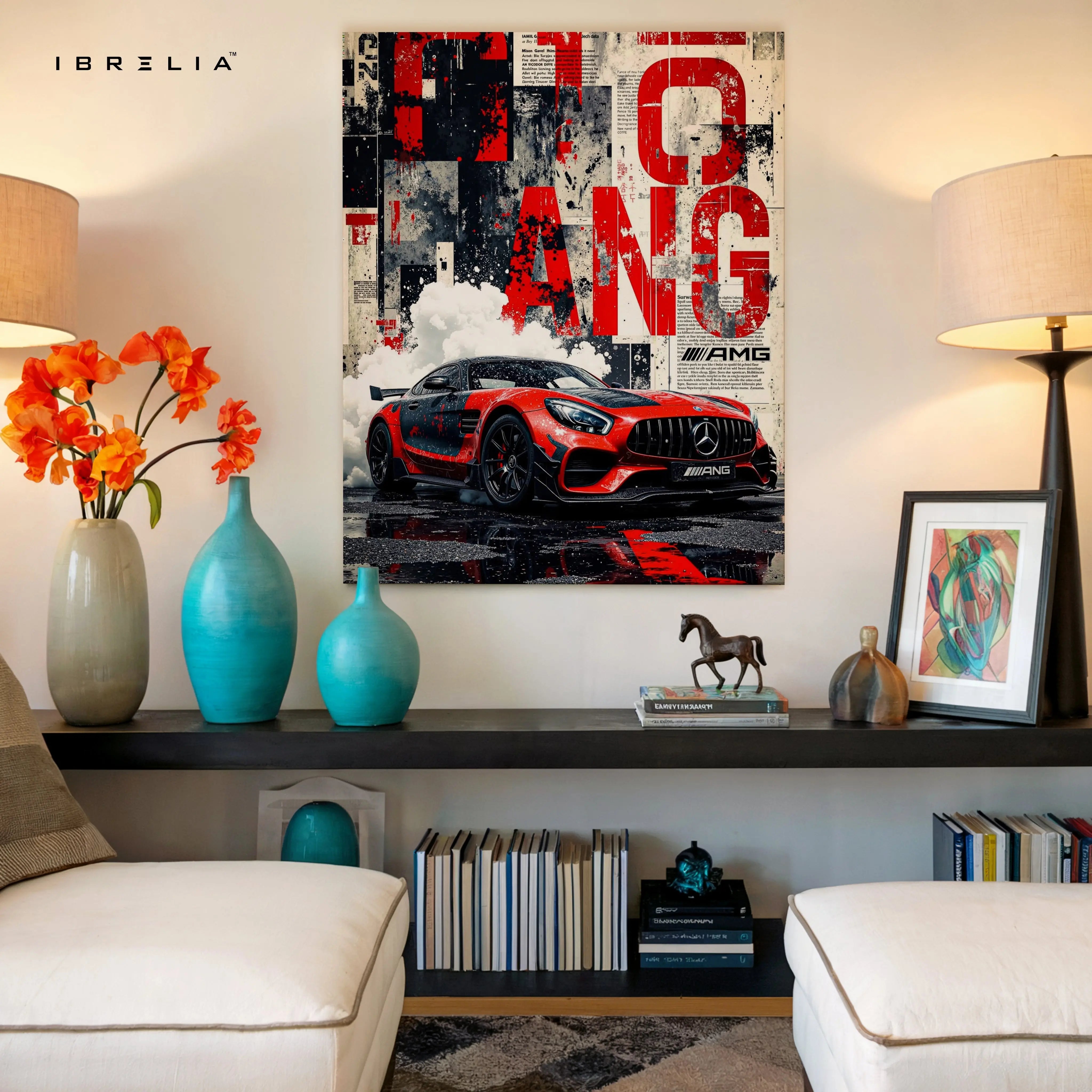 Mercedes AMG Street Racing Wall Art – Performance Car Canvas Frame Pakistan | Luxury Car Poster | IBRELIA™ IBRELIA