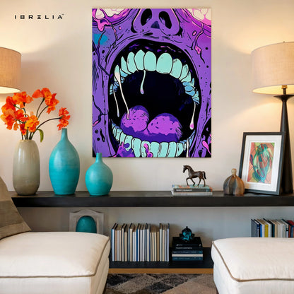 Abstract Neon Scream Wall Art – Urban Graffiti Canvas Frame | Bold Street Art Poster Pakistan | IBRELIA™ IBRELIA