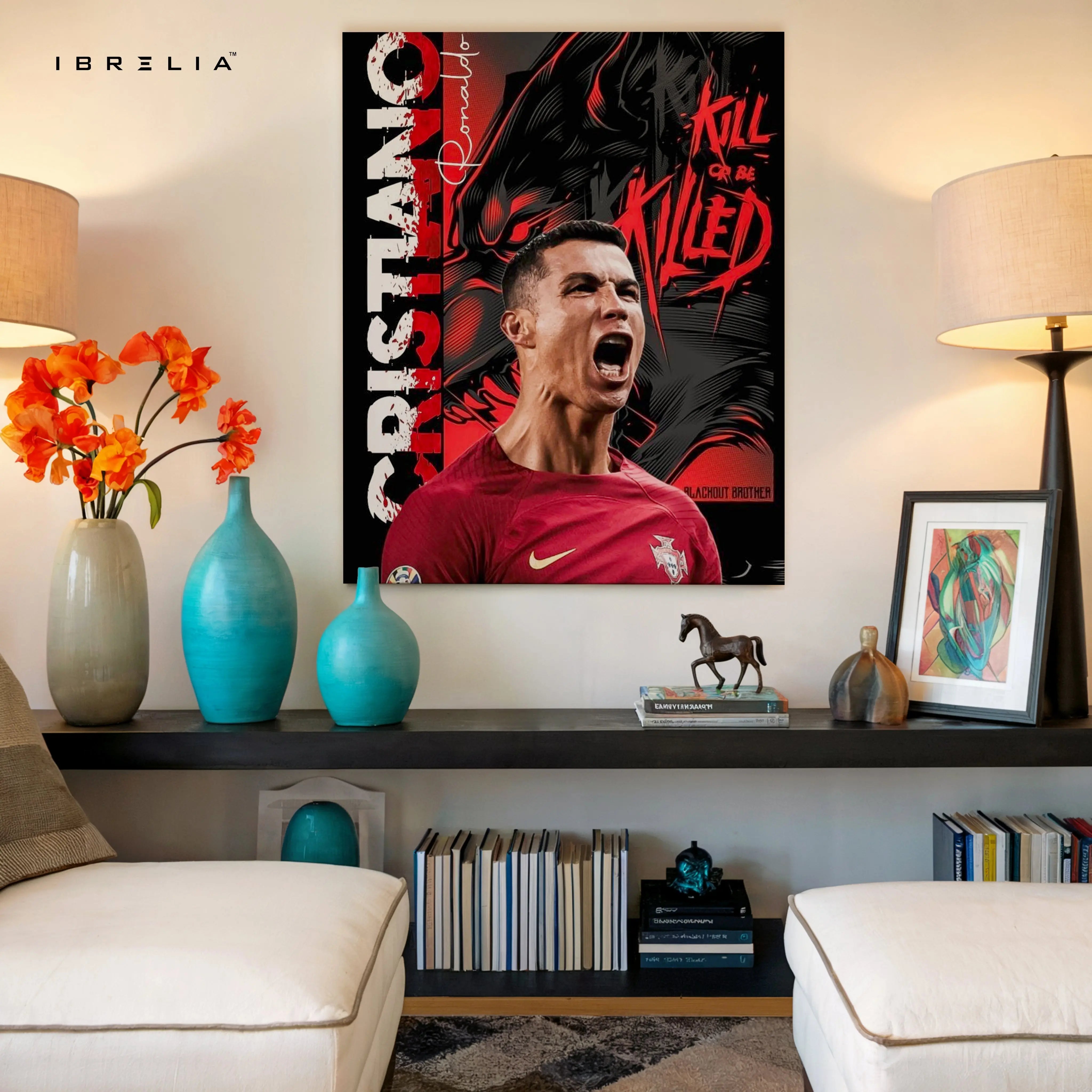 Cristiano Ronaldo Beast Mode Wall Art – CR7 Football Canvas Frame | Ronaldo Portugal Poster Pakistan | IBRELIA™ IBRELIA
