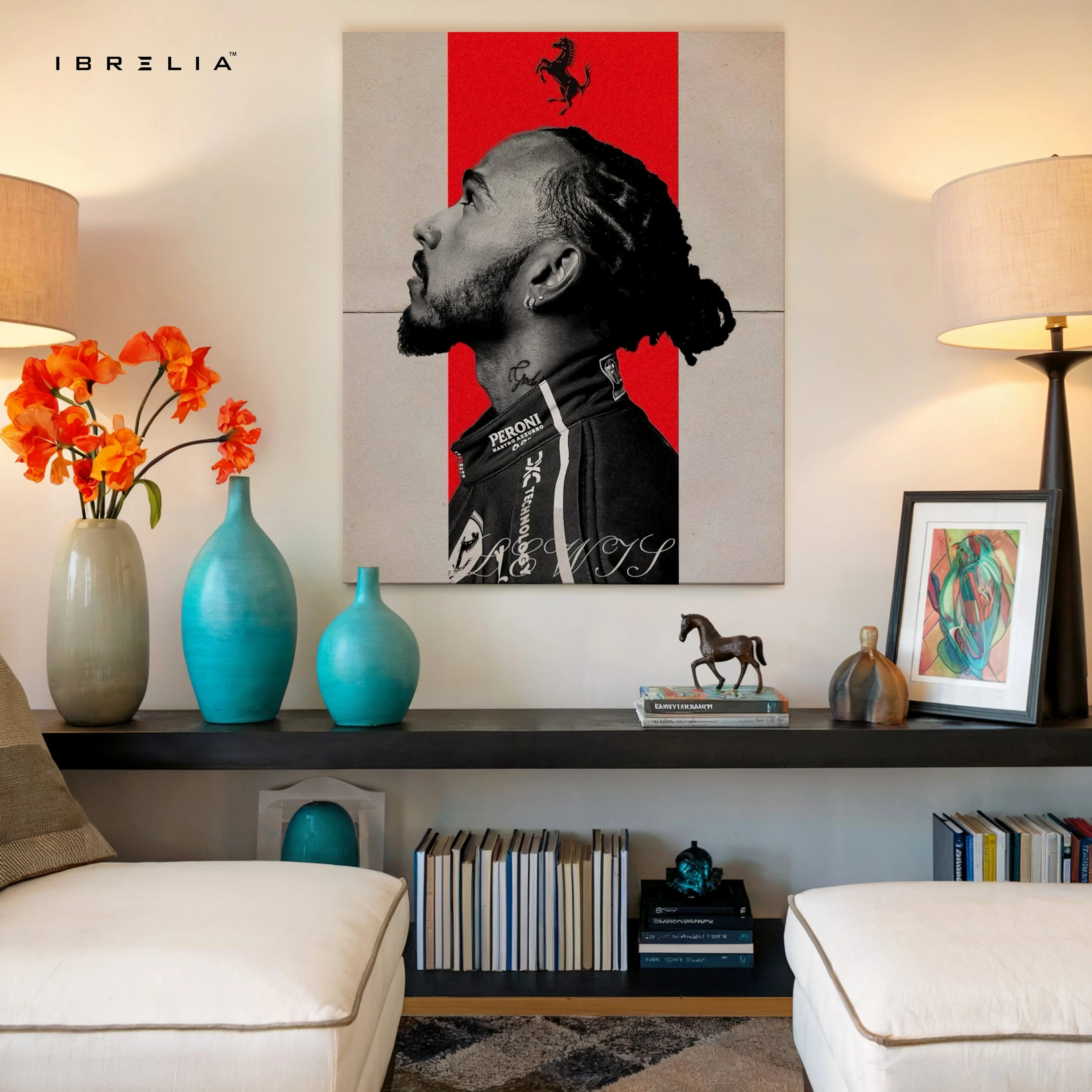Lewis Hamilton Ferrari Wall Art – Formula 1 Racing Canvas Frame Pakistan | F1 Driver Poster | IBRELIA™ IBRELIA