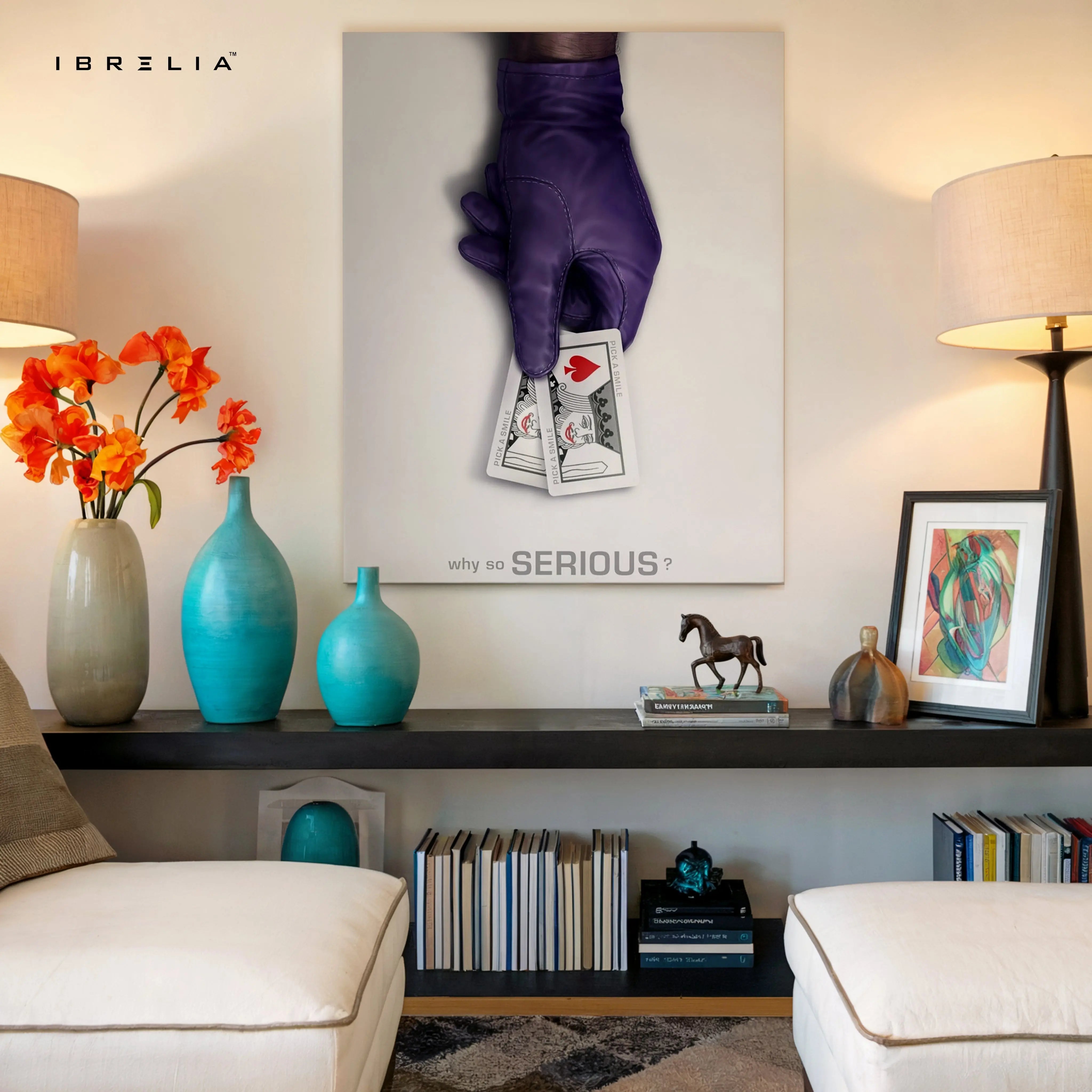 Why So Serious Joker Inspired Wall Art – Minimal Playing Card Canvas Frame | Dark Aesthetic Poster Pakistan | IBRELIA™ IBRELIA