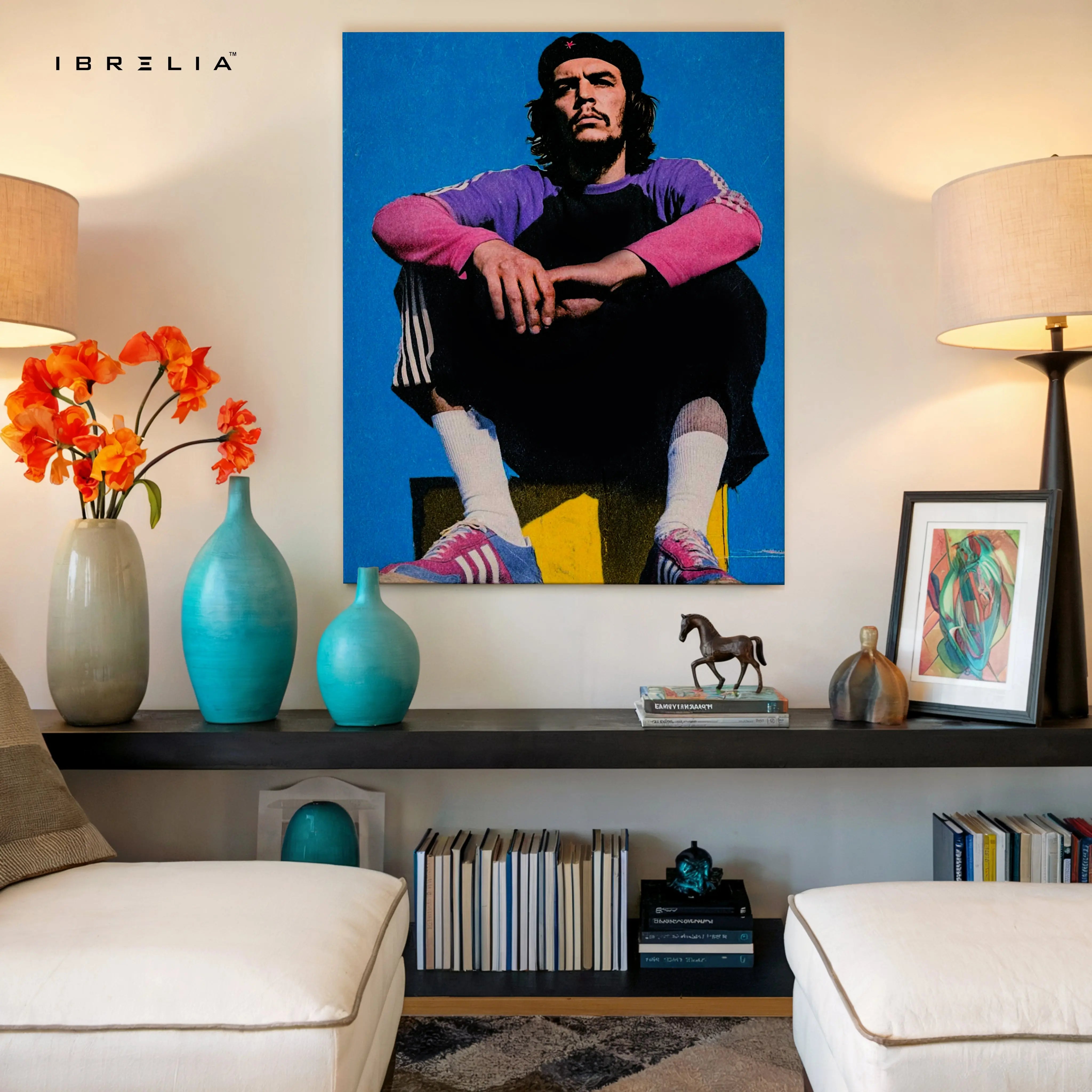 Che Guevara Vintage Portrait Wall Art – Iconic Revolutionary Canvas Frame | Retro Street Style Poster Pakistan | IBRELIA™ IBRELIA
