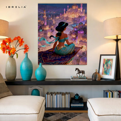 Arabian Princess Night City Wall Art – Magical Palace Fantasy Canvas Frame | Luxury Aesthetic Decor Pakistan | IBRELIA™ IBRELIA
