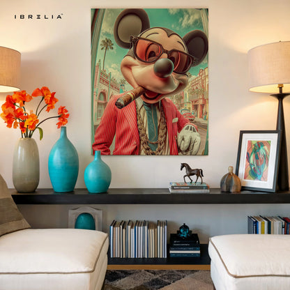 Luxury Mickey Mouse Wall Art – Mafia Style Cartoon Canvas Frame | Premium Street Art Decor Pakistan | IBRELIA™ IBRELIA