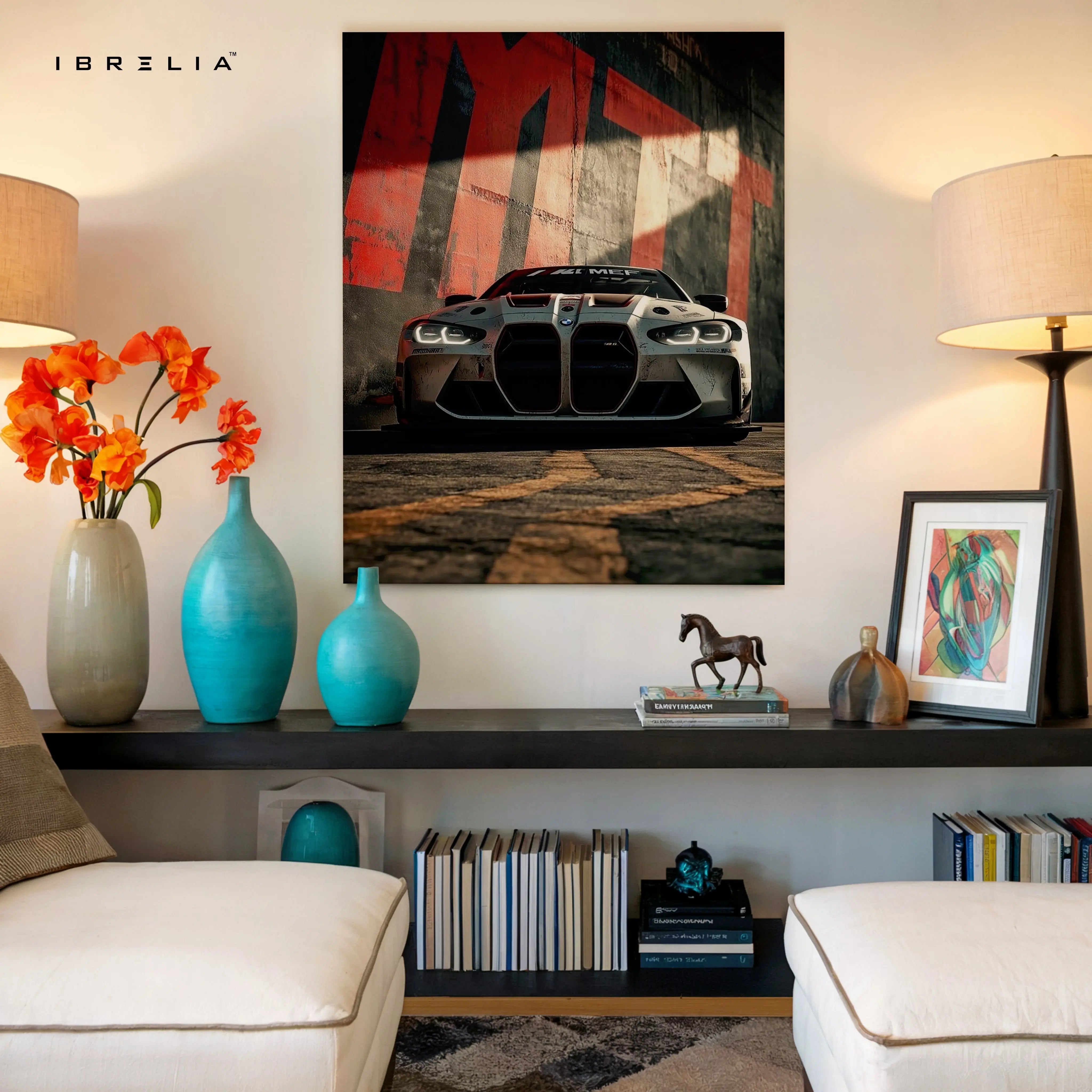 BMW M4 Street Performance Wall Art – Aggressive Front View Canvas Frame | Sports Car Poster Pakistan | IBRELIA™ IBRELIA
