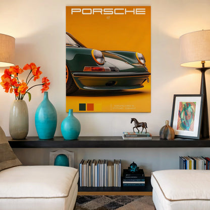 Porsche 911 Vintage Front Detail Wall Art – Retro Luxury Car Poster | 4K Ultra Wrap Frame Wall Art in Pakistan | IBRELIA™ IBRELIA
