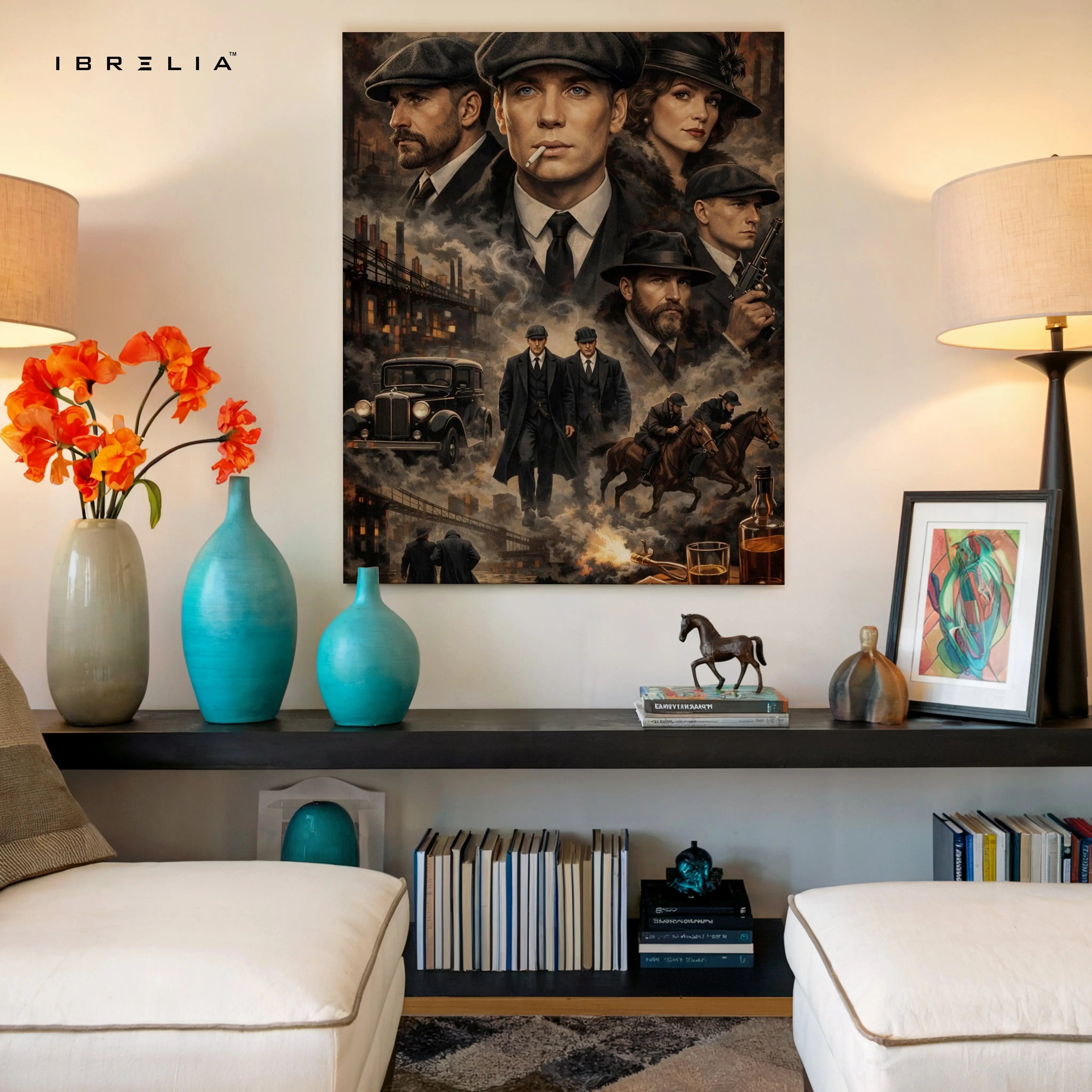 Peaky Blinders Collage Wall Art – Thomas Shelby Gang Canvas Frame | Vintage Crime Series Poster Pakistan | IBRELIA™ IBRELIA