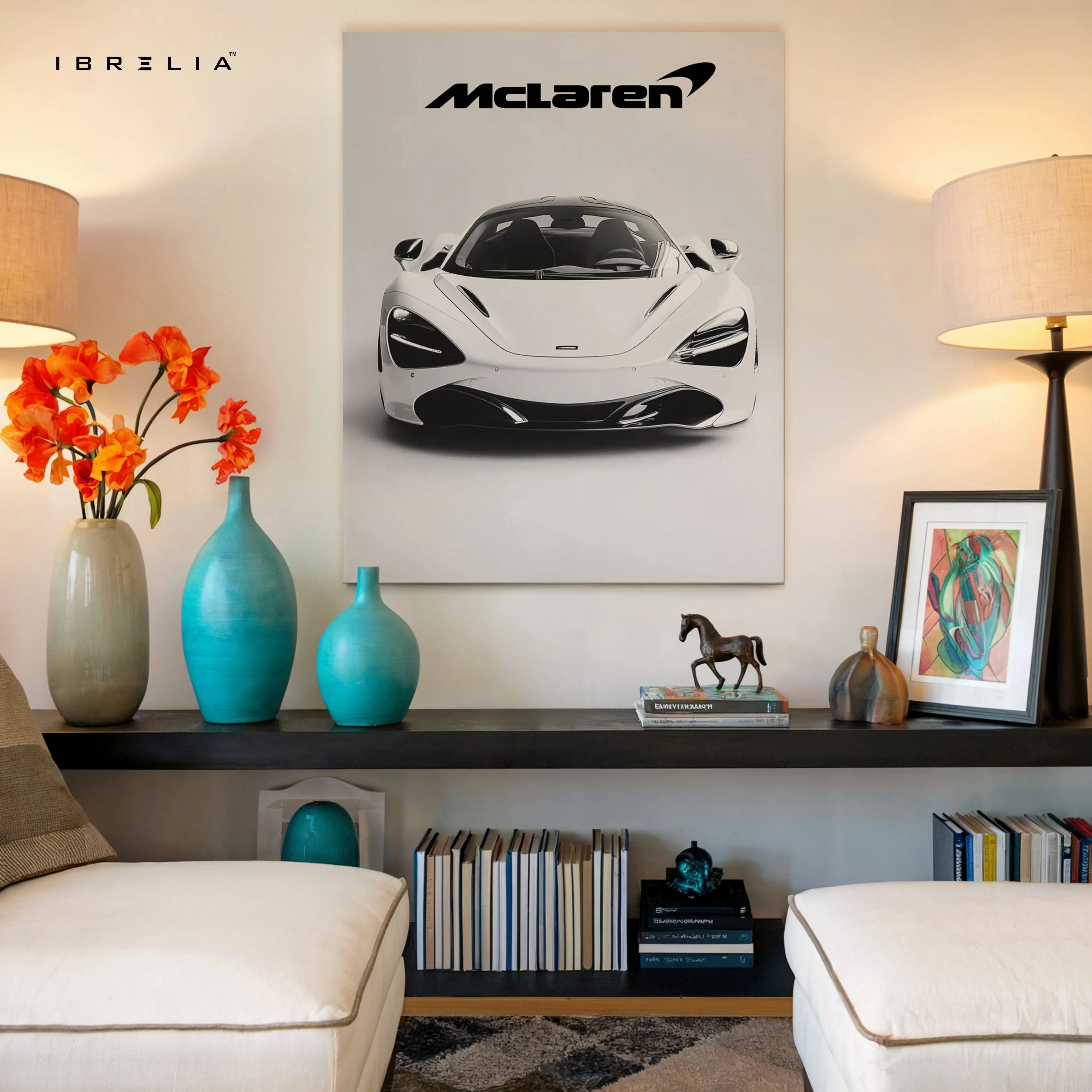 McLaren Minimal Front View Wall Art – Luxury Supercar Poster | 4K Ultra Wrap Frame Wall Art in Pakistan | IBRELIA™ IBRELIA