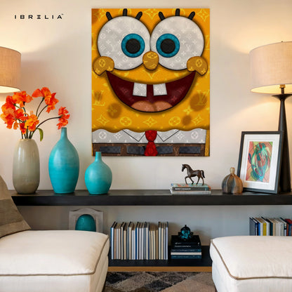 Louis Vuitton x SpongeBob Wall Art – Luxury Cartoon Canvas Frame | Designer Pop Art Poster Pakistan | IBRELIA™ IBRELIA