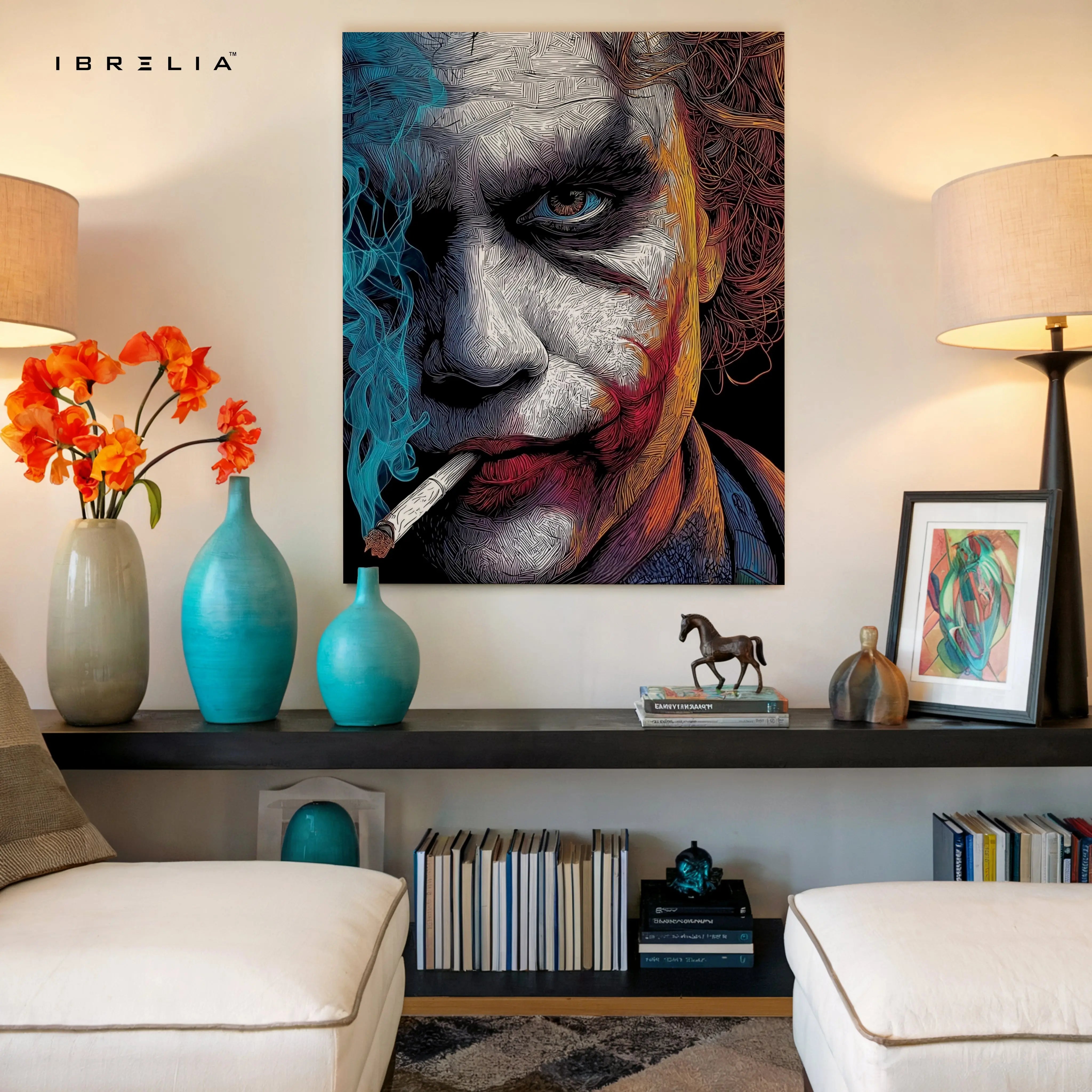 Joker Abstract Portrait Wall Art – Dark Villain Canvas Frame | Artistic Street Style Poster Pakistan | IBRELIA™ IBRELIA