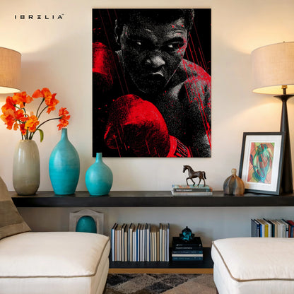 Boxing Champion Wall Art – Red Glove Power Canvas Frame | Fighter Motivation Poster Pakistan | IBRELIA™ IBRELIA