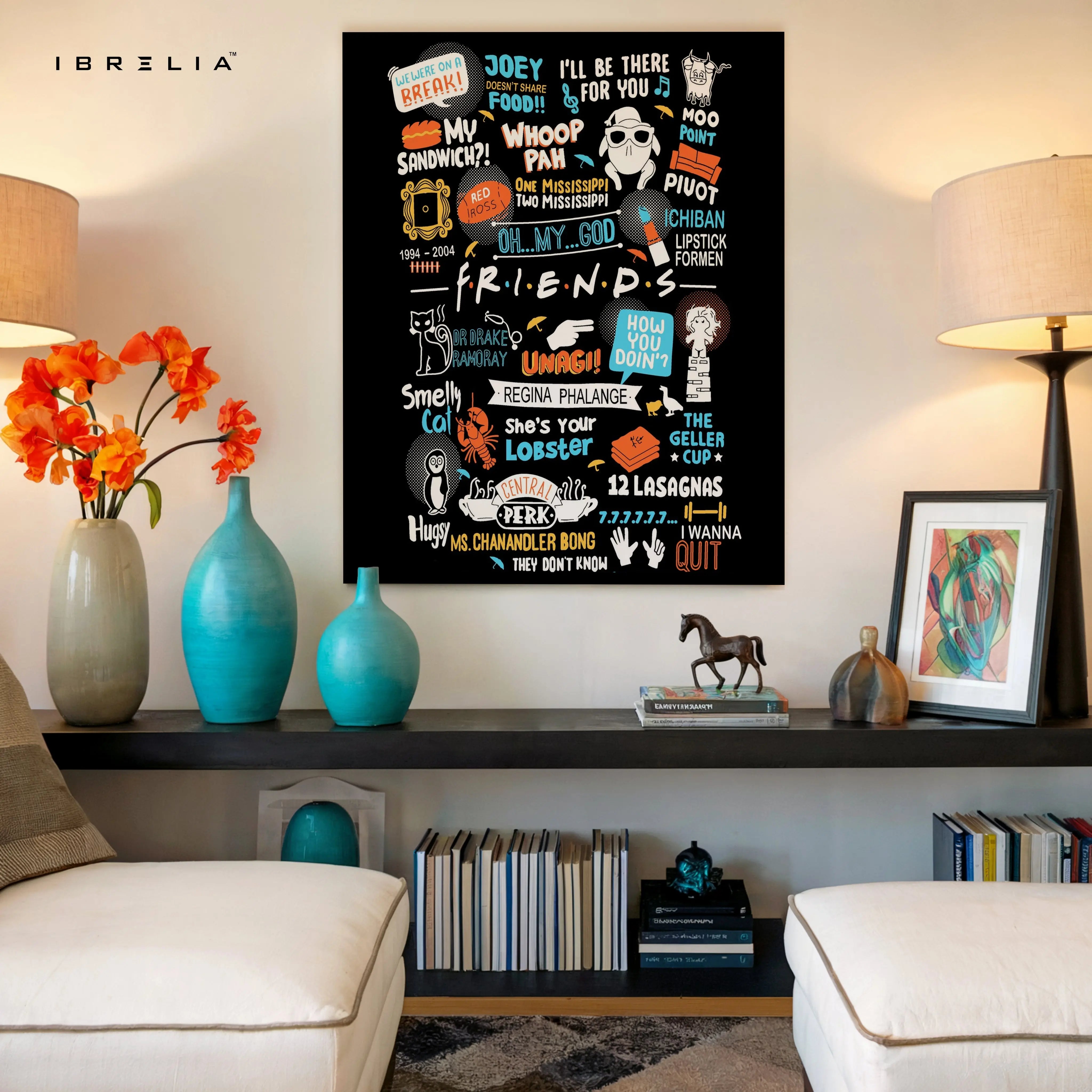 Friends TV Show Quotes Wall Art – Iconic F.R.I.E.N.D.S Typography Canvas Frame | Sitcom Poster Pakistan | IBRELIA™ IBRELIA