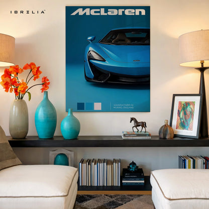 McLaren Blue Elegance Art – Minimal Supercar Front Luxury Wall Art | 4K Ultra Wrap Frame Wall Art in Pakistan | IBRELIA™ IBRELIA