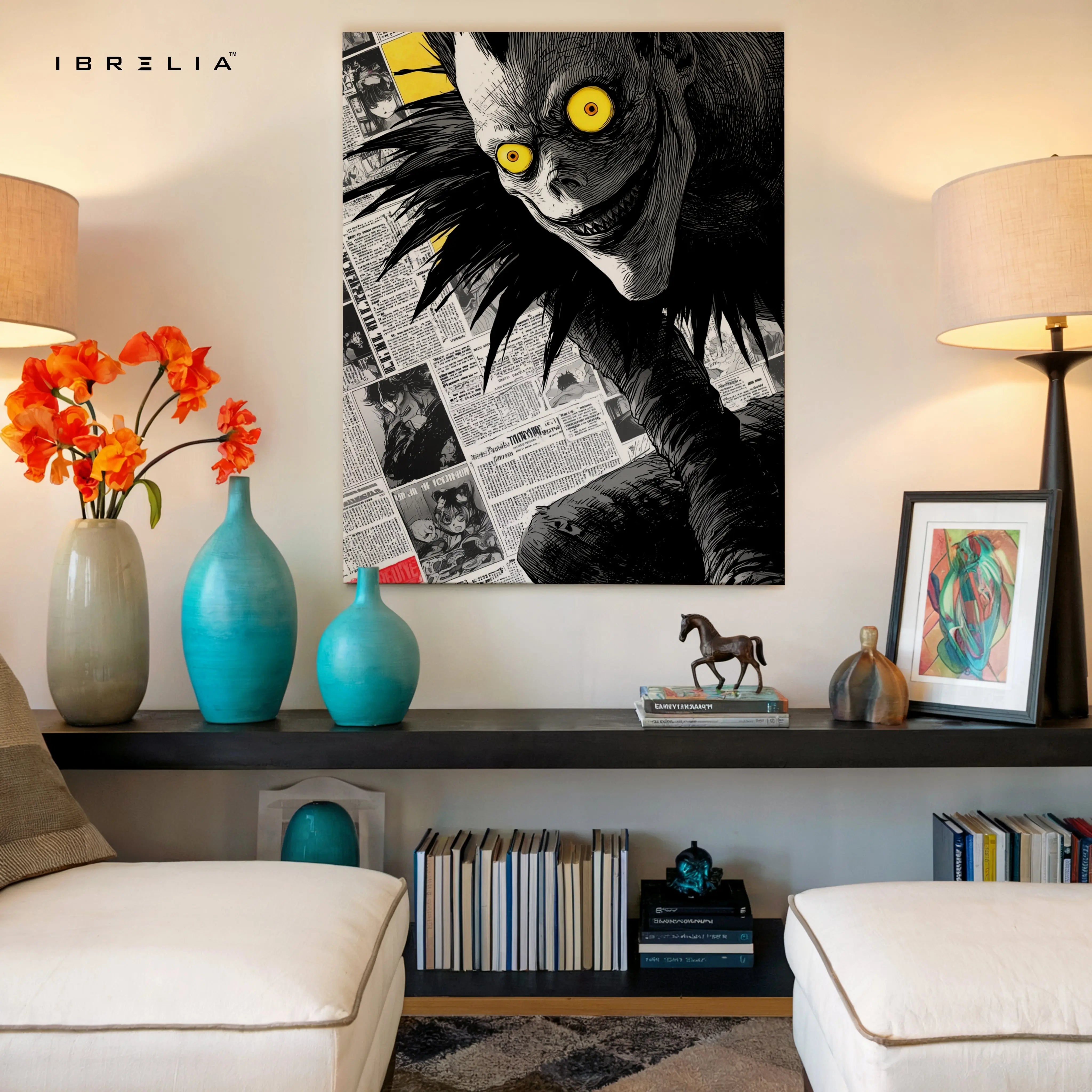 Ryuk Death Note Wall Art – Dark Anime Canvas Frame | Shinigami Poster Pakistan | IBRELIA™ IBRELIA