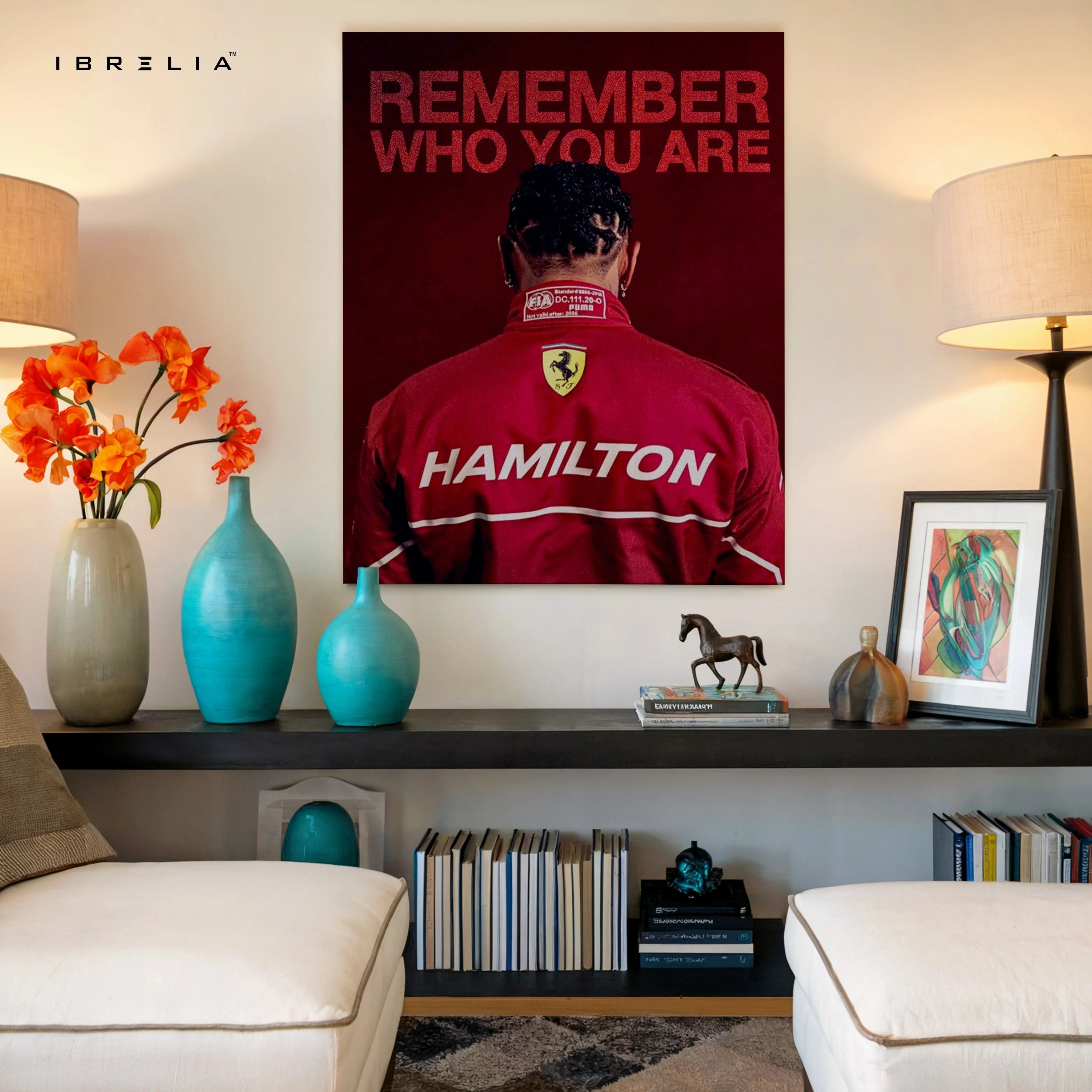 Hamilton Ferrari Legacy Wall Art – Formula 1 Motivation Canvas Frame | Racing Quote Poster Pakistan | IBRELIA™ IBRELIA