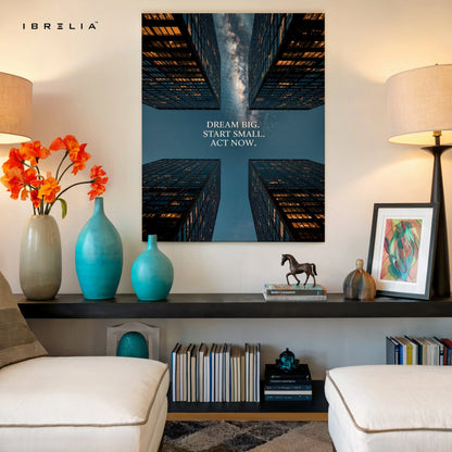 Dream Big Motivation Wall Art – City Skyline Inspirational Canvas Frame | Modern Office Poster Pakistan | IBRELIA™ IBRELIA