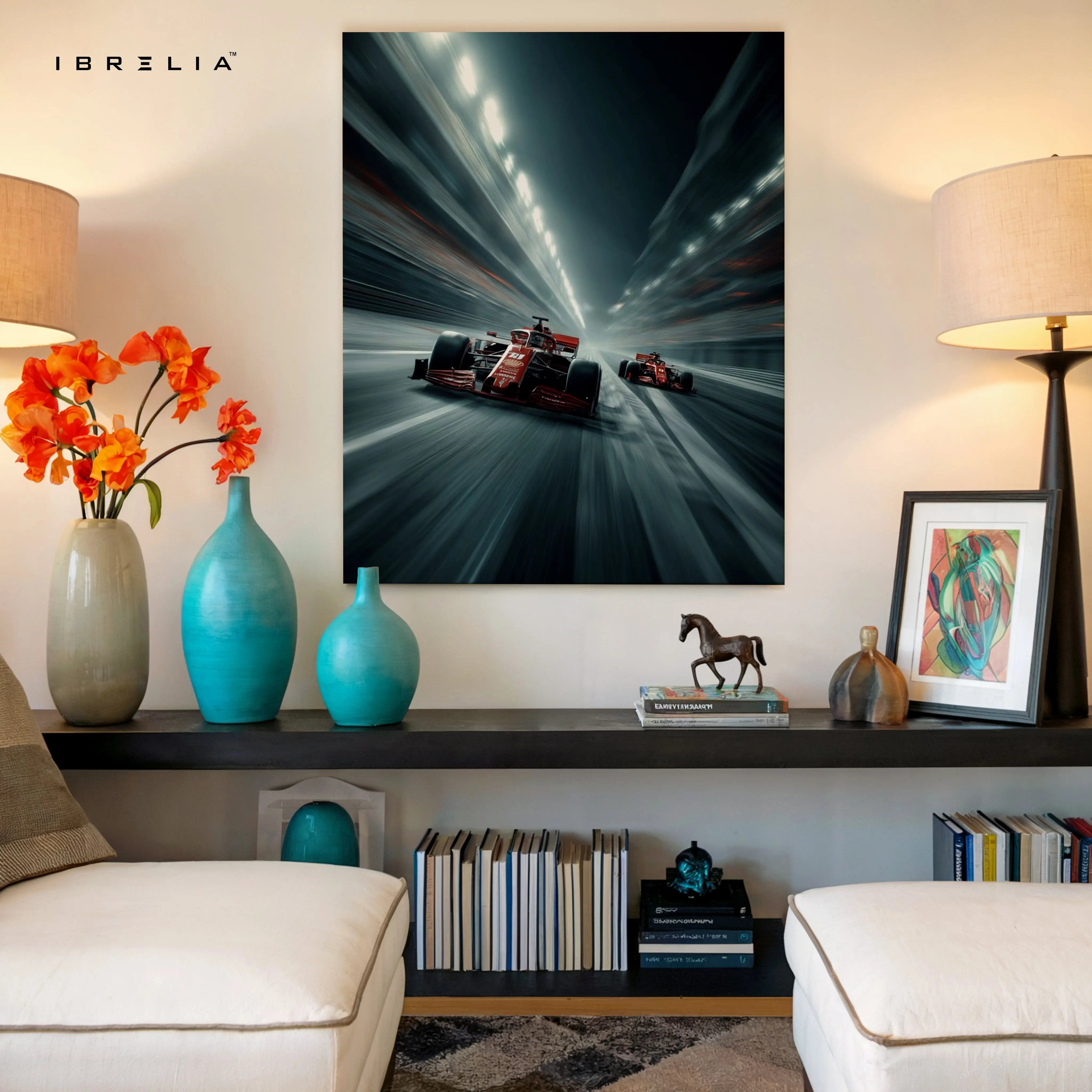 Ferrari F1 Speed Motion Wall Art – High Velocity Racing Canvas Frame Pakistan | Formula Racing Poster | IBRELIA™ IBRELIA
