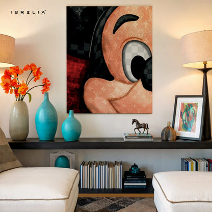 Louis Vuitton x Mickey Wall Art – Luxury Cartoon Canvas Frame | Designer Street Style Poster Pakistan | IBRELIA™ IBRELIA