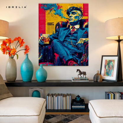 Vintage Gentleman Whiskey Wall Art – Luxury Pop Art Canvas Frame | Classic Suit Aesthetic Poster Pakistan | IBRELIA™ IBRELIA