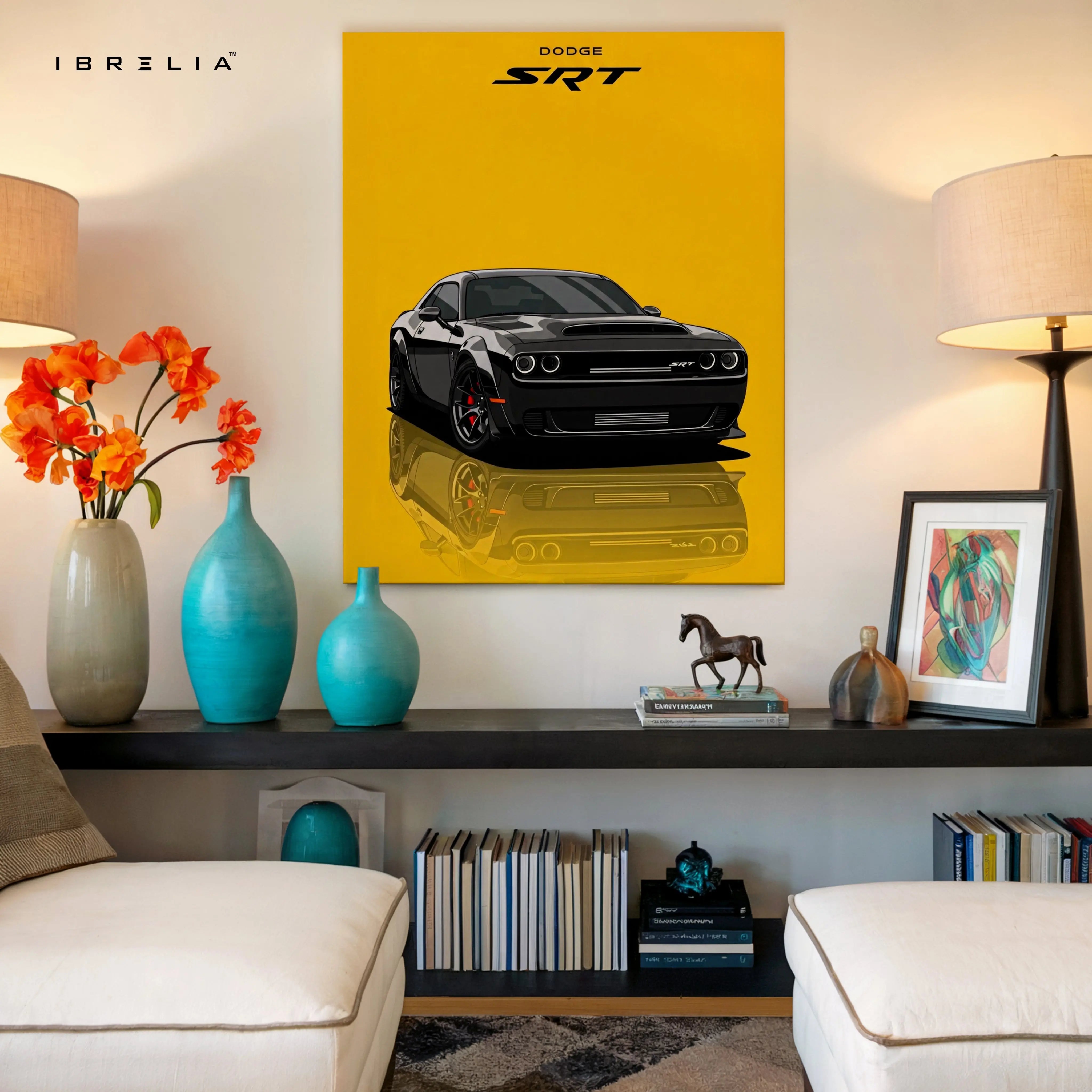 Dodge Challenger SRT Wall Art – Muscle Car Racing Canvas Frame Pakistan | American Muscle Poster | IBRELIA™ IBRELIA