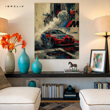 BMW M Series Street Racing Wall Art – Performance Car Canvas Frame Pakistan | Urban Speed Poster | IBRELIA™ IBRELIA