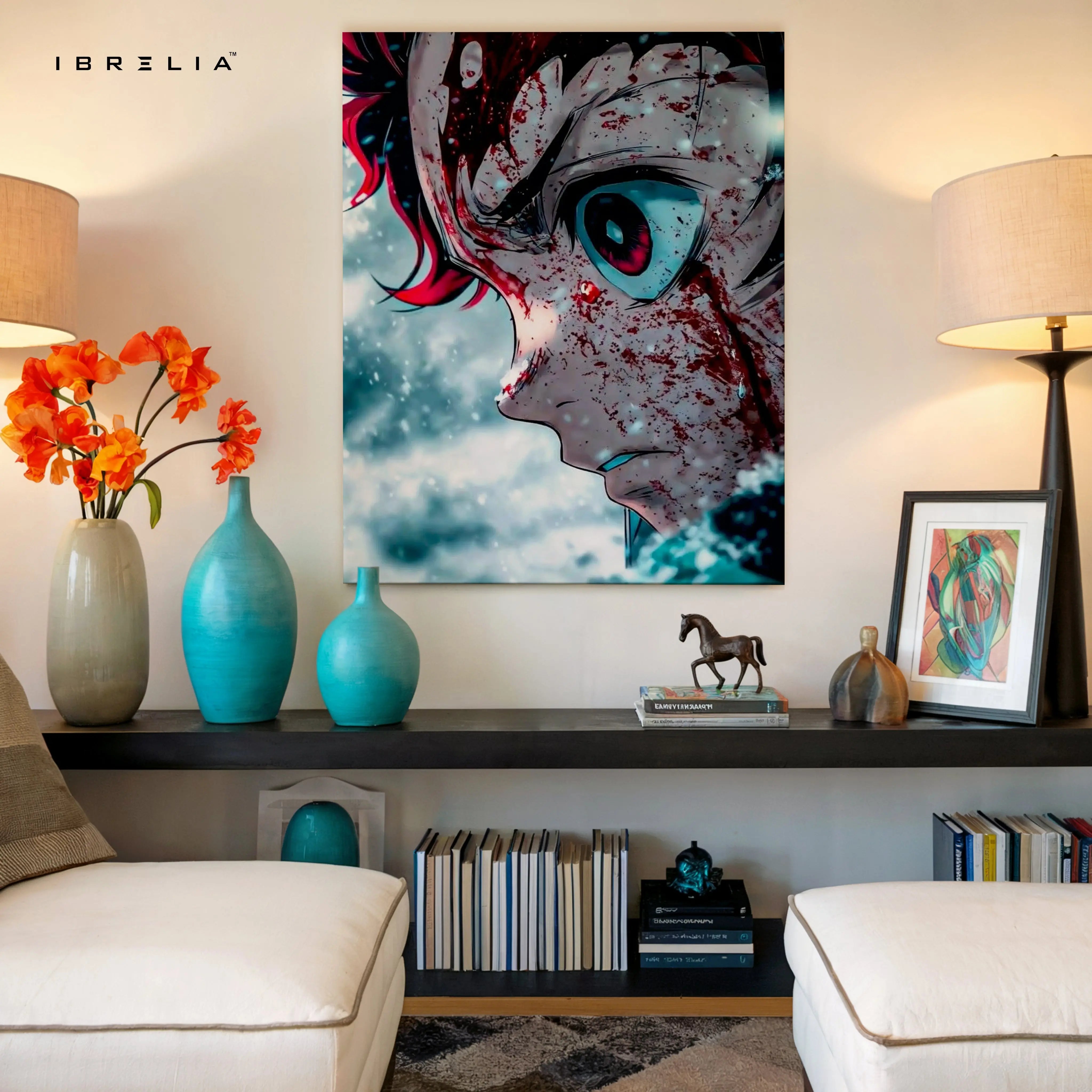 Anime Intense Eye Wall Art – Dark Aesthetic Manga Canvas Frame | Dramatic Character Poster Pakistan | IBRELIA™ IBRELIA