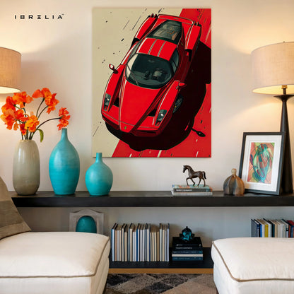 Ferrari Enzo Top View Wall Art – Supercar Racing Canvas Frame Pakistan | Exotic Car Poster | IBRELIA™ IBRELIA
