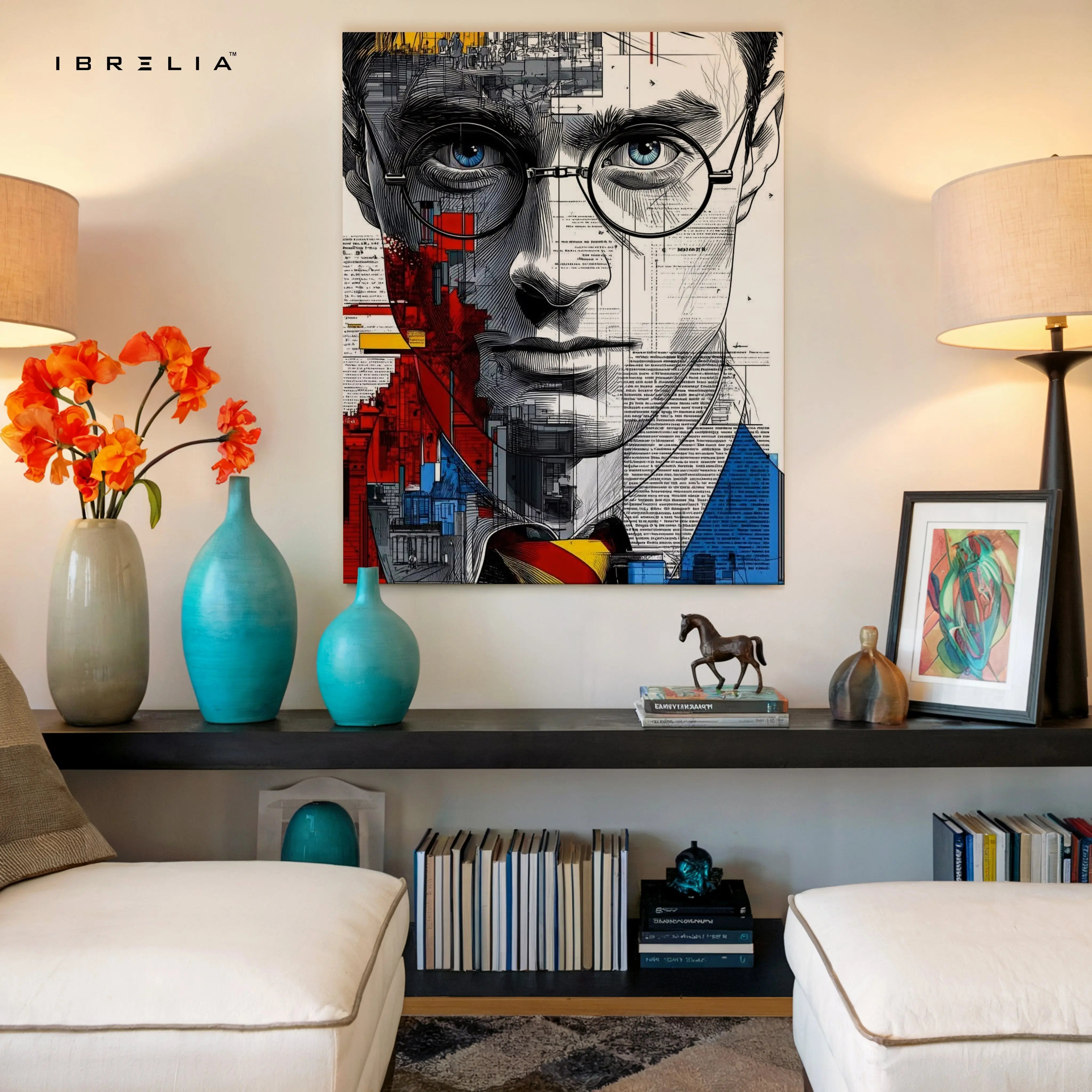 Modern Abstract Portrait Wall Art – Artistic Face Canvas Frame | Contemporary Art Poster Pakistan | IBRELIA™ IBRELIA