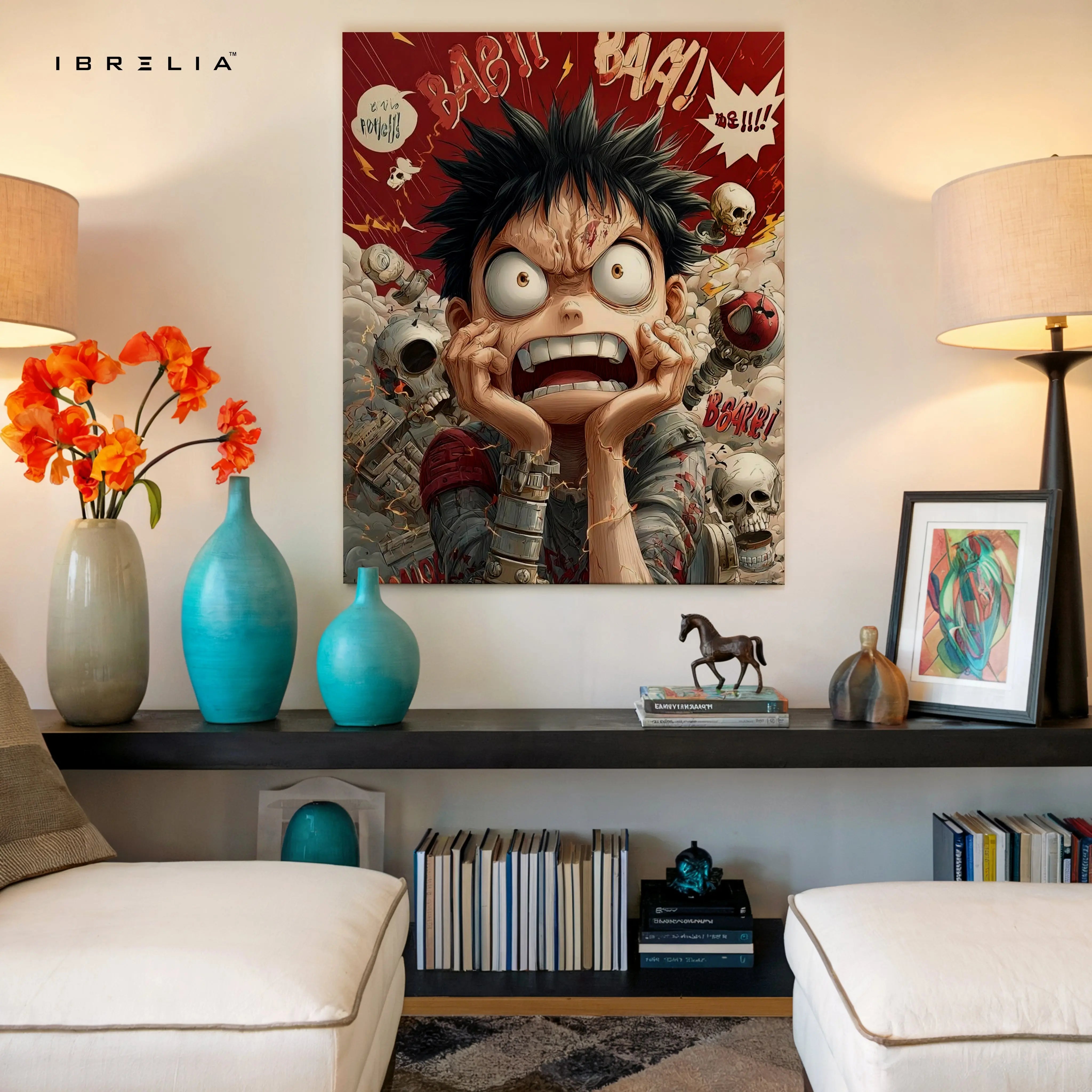 Crazy Anime Expression Wall Art – Comic Style Chaos Canvas Frame | Bold Cartoon Character Poster Pakistan | IBRELIA™ IBRELIA