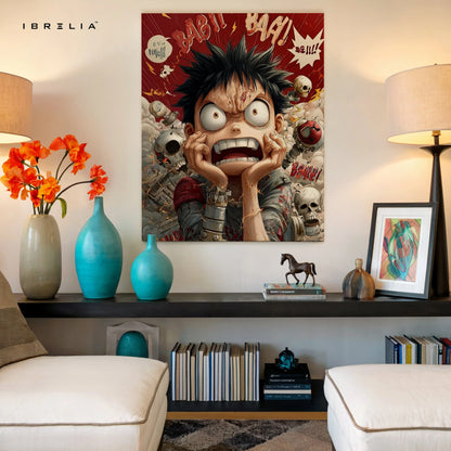 Crazy Anime Expression Wall Art – Comic Style Chaos Canvas Frame | Bold Cartoon Character Poster Pakistan | IBRELIA™ IBRELIA