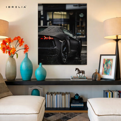 Lamborghini Night Street Wall Art – Dark Aesthetic Supercar Poster | 4K Ultra Wrap Frame Wall Art in Pakistan | IBRELIA™ IBRELIA