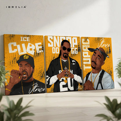 Hip Hop Legends 3 Panel 4K Ultra HD Wall Art in Pakistan | IBRELIA™ IBRELIA