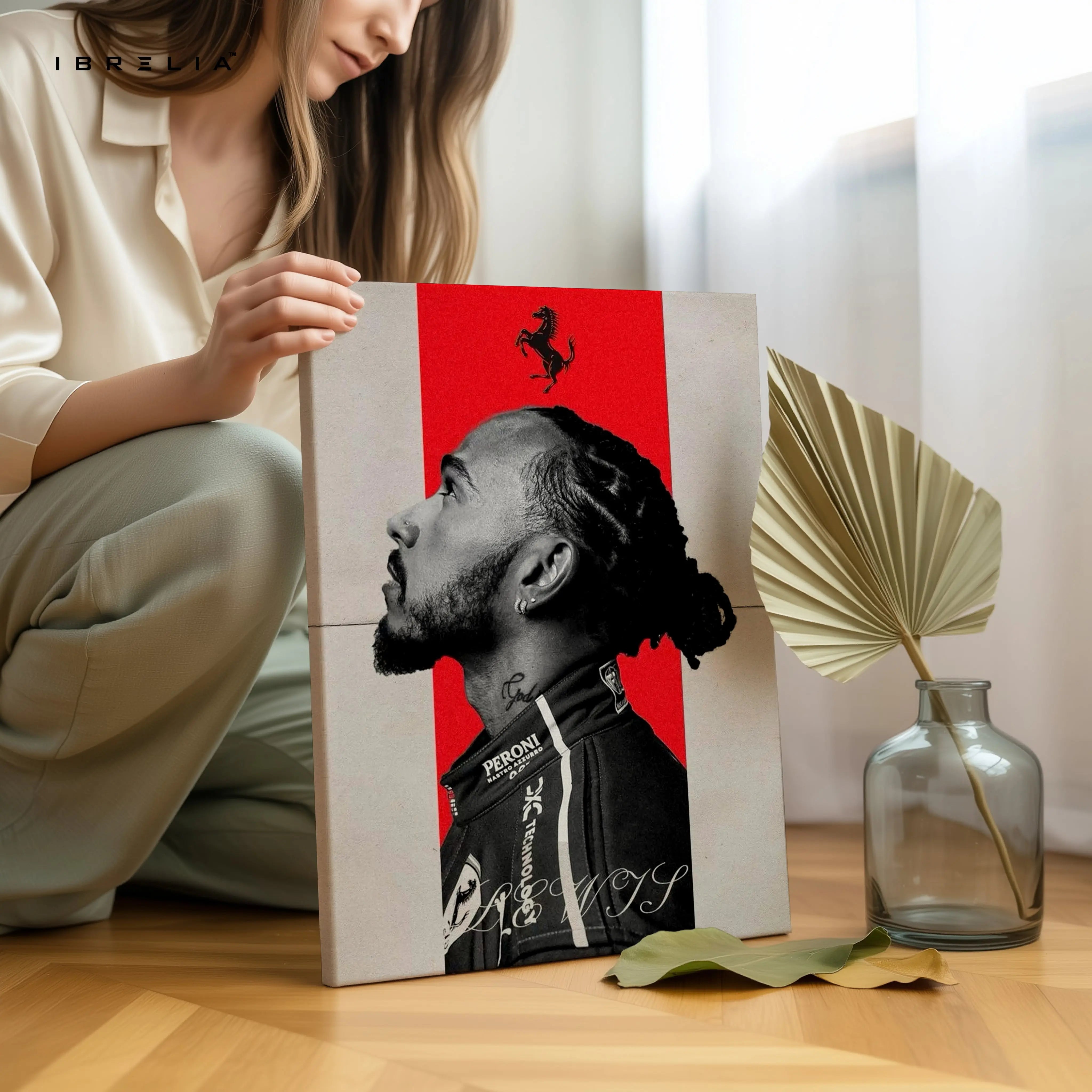 Lewis Hamilton Ferrari Wall Art – Formula 1 Racing Canvas Frame Pakistan | F1 Driver Poster | IBRELIA™ IBRELIA