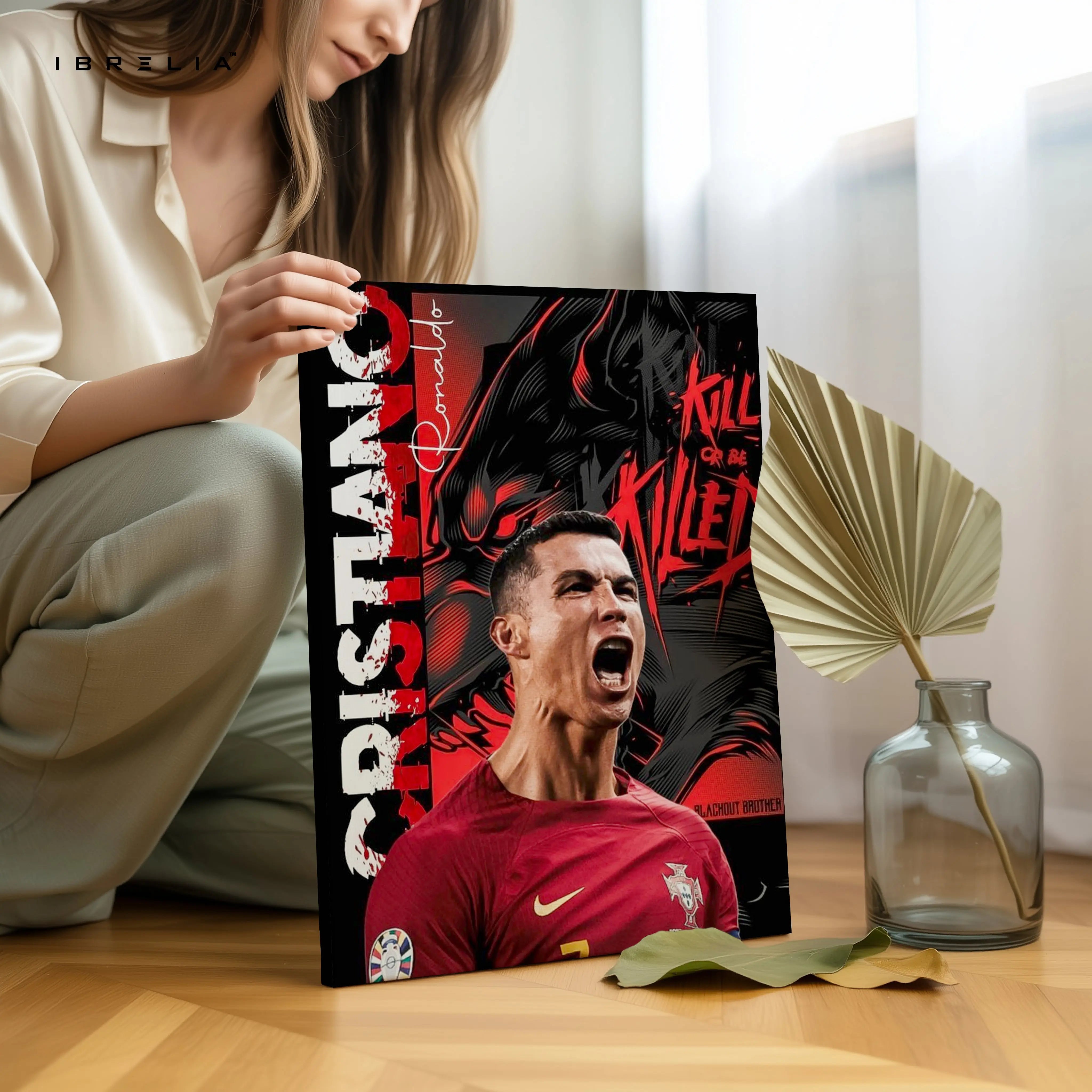 Cristiano Ronaldo Beast Mode Wall Art – CR7 Football Canvas Frame | Ronaldo Portugal Poster Pakistan | IBRELIA™ IBRELIA
