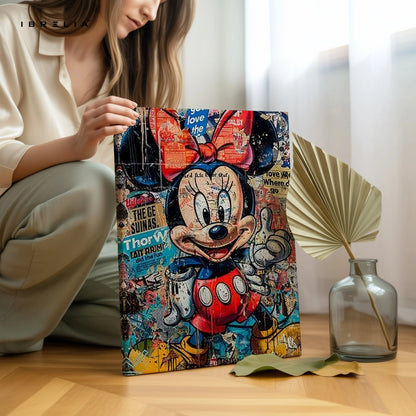Minnie Mouse Graffiti Wall Art – Vintage Pop Art Canvas Frame | Cartoon Street Style Poster Pakistan | IBRELIA™ IBRELIA