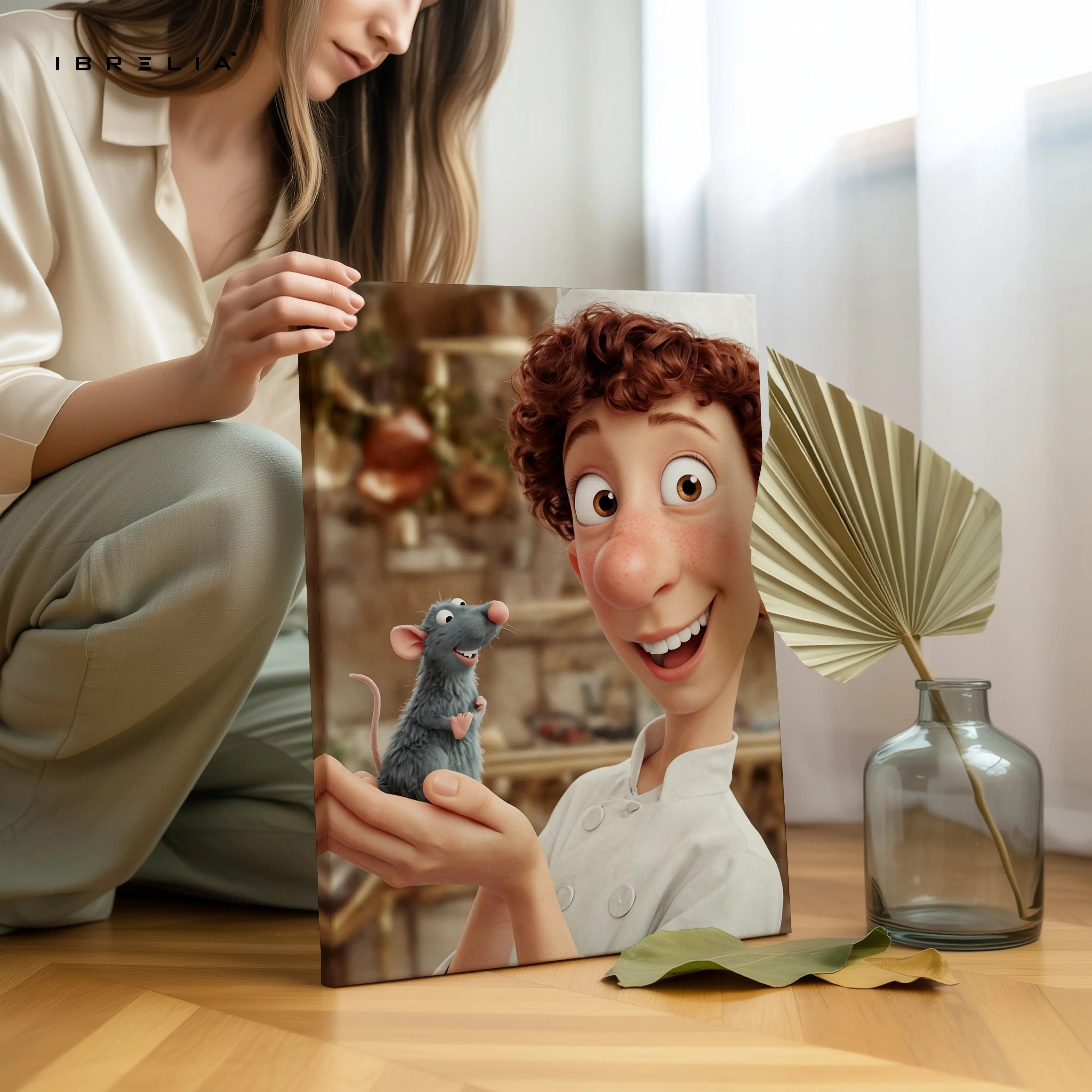 Chef & Rat Friendship Wall Art – Culinary Magic Canvas Frame | Animated Kitchen Scene Decor Pakistan | IBRELIA™ IBRELIA