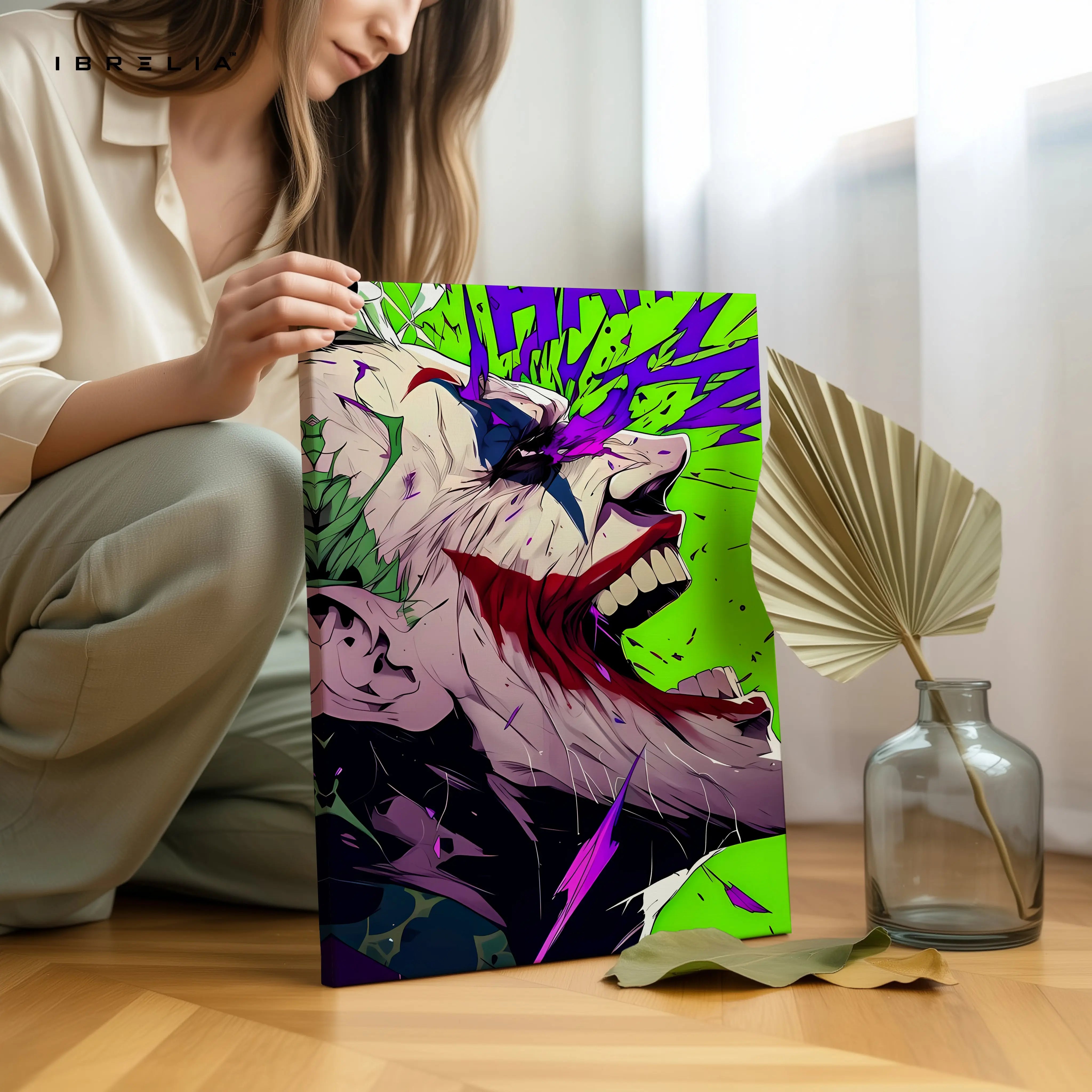 Joker Chaos Explosion Wall Art – Dark Comic Villain Canvas Frame | Joker Rage Poster Pakistan | IBRELIA™ IBRELIA